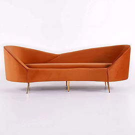 "Contemporary orange velvet 3 seater couch by Woodkraft Studio – premium sofa for stylish homes