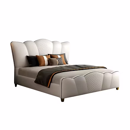 (Isolated Product Shot): Tweetie upholstered bed in contemporary style with soft padding and stitche
