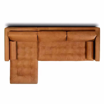 Tan Alba L Shape Sofa frame view with cushions