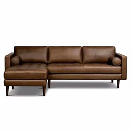 Brown artificial leather Alba sectional sofa front display