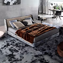 Voila upholstered bed in a modern bedroom – customisable in king and queen size with soft cushioned 