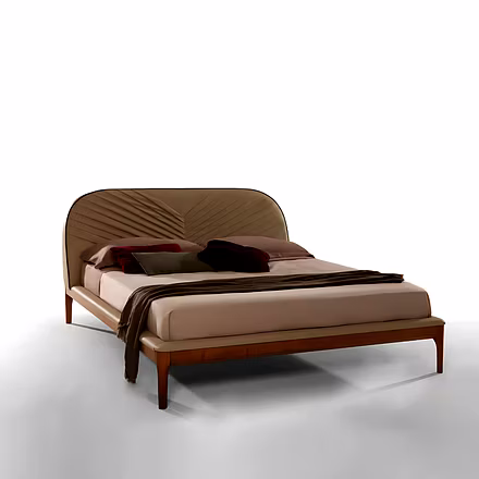 Tanalin teakwood and upholstered bed in king and queen size – solid teakwood frame with cushioned he