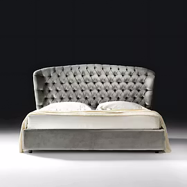 Modern bedroom featuring the Stars upholstered bed with plush white bedding and matching bedside déc