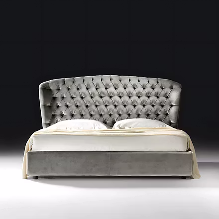 Modern bedroom featuring the Stars upholstered bed with plush white bedding and matching bedside déc