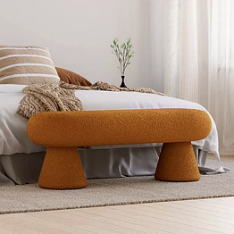 terra upholstered boucle bench — customisable bedroom & entryway bench | woodkraft studio