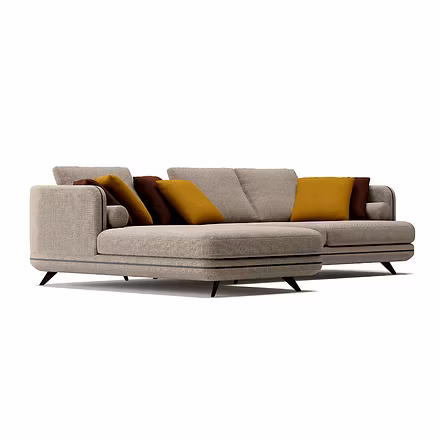 “Premium Solace L Shape Sofa cream — right chaise view with latex foam seating”