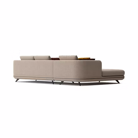 “Premium Solace L Shape Sofa cream — right chaise view with latex foam seating”