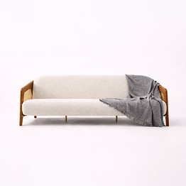 contour solid teak & rattan 3 seater sofa set