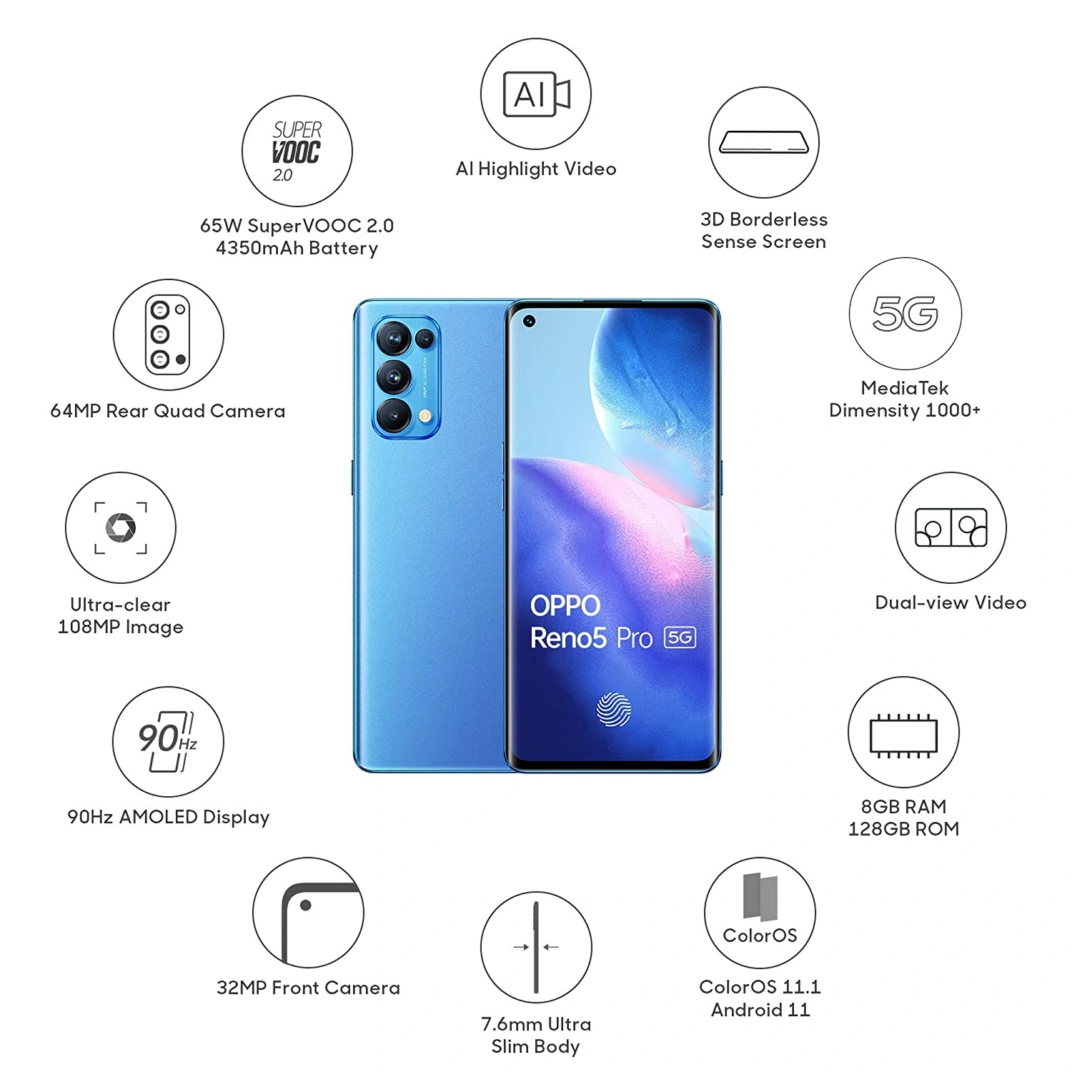 OPPO Reno5 Pro 5G (Astral Blue, 8GB RAM, 128GB Storage)-2