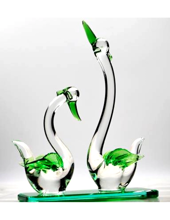craftfry Craftfry Loving Bird ! Glass Showpiece ! Crystal Showpiece Decorative Showpiece - 14 cm  (Glass, Clear)-10592398