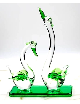 craftfry Craftfry Loving Bird ! Glass Showpiece ! Crystal Showpiece Decorative Showpiece - 14 cm  (Glass, Clear)-1-sm