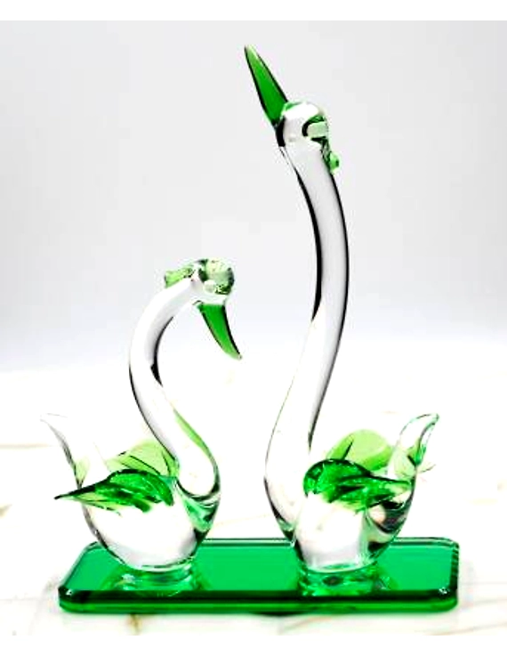 craftfry Craftfry Loving Bird ! Glass Showpiece ! Crystal Showpiece Decorative Showpiece - 14 cm  (Glass, Clear)-1