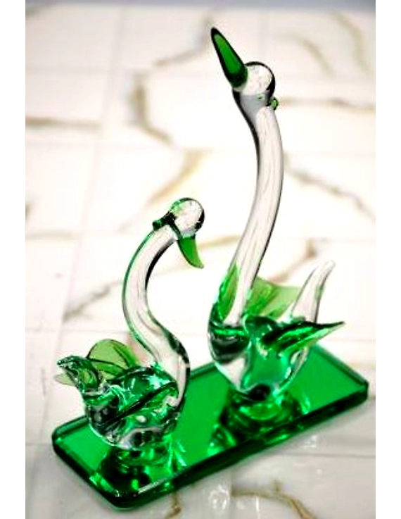 craftfry Craftfry Loving Bird ! Glass Showpiece ! Crystal Showpiece Decorative Showpiece - 14 cm  (Glass, Clear)-2