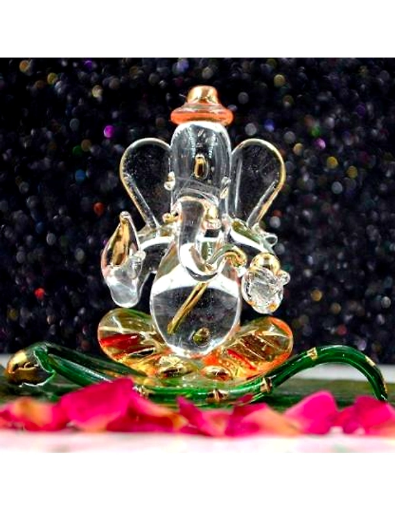 craftfry Ganesha Idol for Gift Glass Patta Ganesha Decorative Showpiece - 5 cm  (Glass, Clear)-10592404