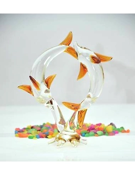 craftfry Loving Dolphin ! Kissing Dolphin ! Glass Showpiece ! Crystal Showpiece ! Round Dolphin Showpiece in Home décor Decorative Showpiece - 10 cm (Glass), (BROWN), (16cm*10cm*5cm). Decorative Showp-10592922-sm
