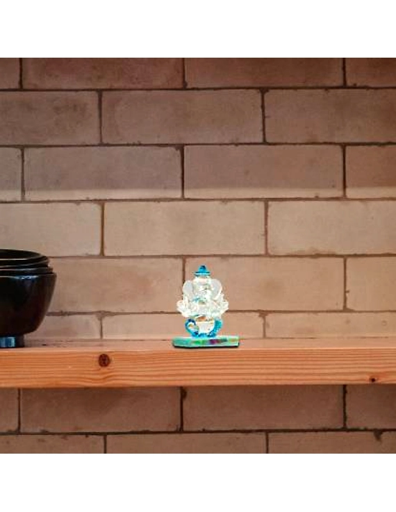 craftfry Crystal Double Face Ganesh Idol in Sky Blue Decorative Showpiece - 7.5 cm  (Crystal, Blue)-10592930