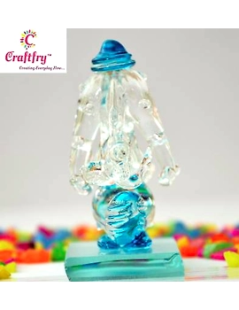 craftfry Crystal Double Face Ganesh Idol in Sky Blue Decorative Showpiece - 7.5 cm  (Crystal, Blue)-3-sm