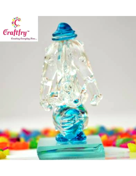 craftfry Crystal Double Face Ganesh Idol in Sky Blue Decorative Showpiece - 7.5 cm  (Crystal, Blue)-3