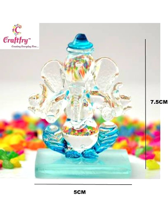 craftfry Crystal Double Face Ganesh Idol in Sky Blue Decorative Showpiece - 7.5 cm  (Crystal, Blue)-4
