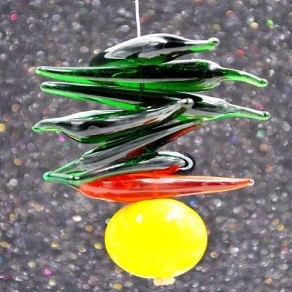 craftfry Crystal Products Vastu/Feng Green &amp; Yellow Nimbu Mirch Decorative Showpiece - 10 cm  (Glass, Multicolor)-1