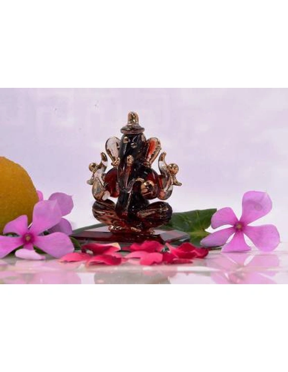 craftfry Craftfry Lambodar Ganesha Suitable for Car Glass Showpiece for Gift  in red Color Decorative Showpiece - 6 cm (Glass, Red) 