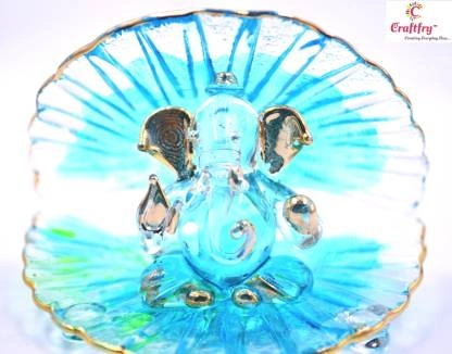 craftfry Designer &amp; Exclusive Seep Ganesha Idol for Special Office &amp; Car dashboard Decorative Showpiece - 7.5 cm  (Glass, Multicolor)-2