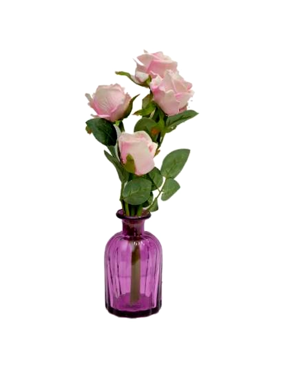 craftfry Royal glass Bottle Shape (lining) Flower Vases in purple colour Glass Vase  (13 cm., Purple)-10636304