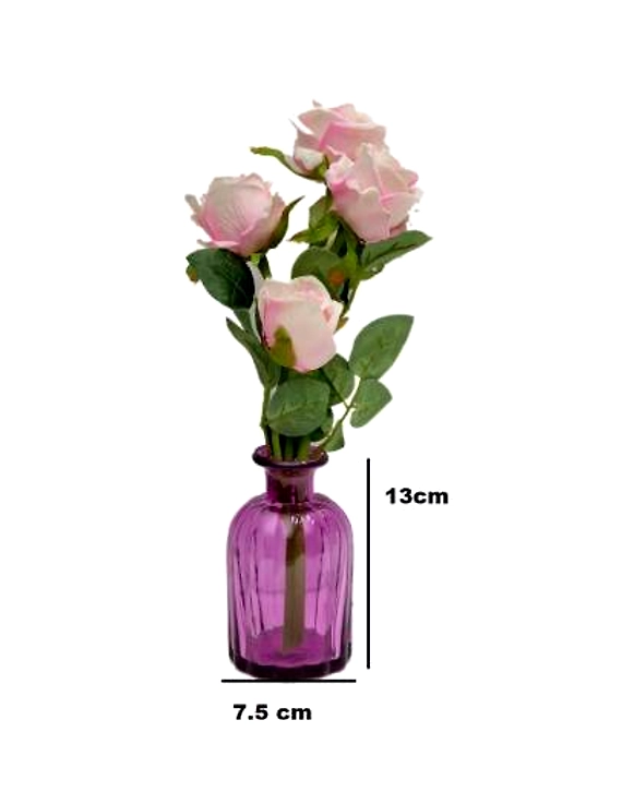 craftfry Royal glass Bottle Shape (lining) Flower Vases in purple colour Glass Vase  (13 cm., Purple)-2