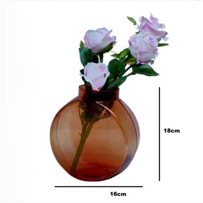 craftfry Glass Vase  (16 cm., Brown)-2