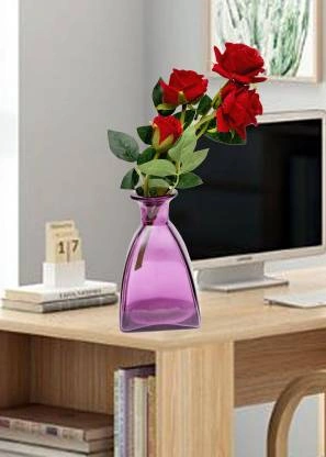 Craftfry Royal glass Hut Shape Flower Vases in purple colour Glass Vase  (2.4 cm, Blue)-1