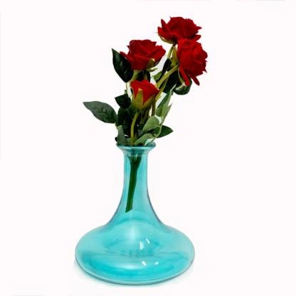 craftfry Home glass Flat Bottom Shape Flower Flower Vases for Home Decor, Side Corners, Living Room, Dining Room, Center Table, Bedroom, Centerpiece Glass Vase (9 inch, ocean blue) Glass Vase  (8 inch-10664258