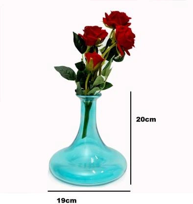 craftfry Home glass Flat Bottom Shape Flower Flower Vases for Home Decor, Side Corners, Living Room, Dining Room, Center Table, Bedroom, Centerpiece Glass Vase (9 inch, ocean blue) Glass Vase  (8 inch-2