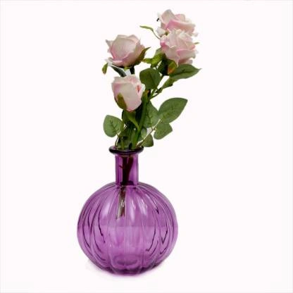 craftfry Scrumptious glass Pumpkin Flask (lining) Flower Vases in purple colour Glass Vase  (6.2 inch, Purple)-10664262