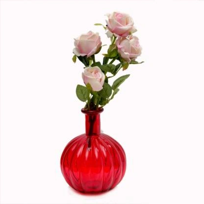 craftfry Royal glass Pumpkin Flask (lining) Flower Vases in red colour Glass Vase  (6 inch, Red)-10664790