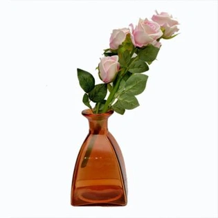 craftfry Luxury glass Hut Shape Flower Vases in orange colour Glass Vase (2 inch, Orange)