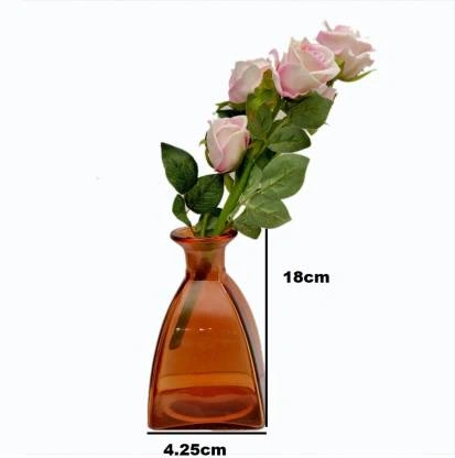 craftfry Luxury glass Hut Shape Flower Vases in orange colour Glass Vase  (2 inch, Orange)-2