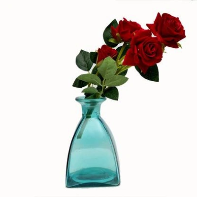 craftfry Luxury glass Hut Shape Flower Vases in ocean blue colour Glass Vase (2 inch, Blue)