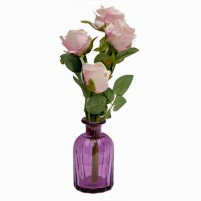 craftfry Royal glass Bottle Shape (lining) Flower Vases in purple colour Glass Vase (5.1 inch, Purple)