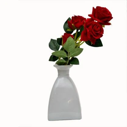 craftfry Royal glass Hut Shape Flower Vases in royal look plane white colour Glass Vase  (7.2 inch, White)-10664882