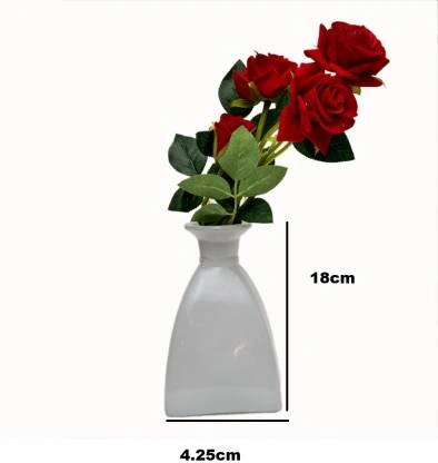 craftfry Royal glass Hut Shape Flower Vases in royal look plane white colour Glass Vase  (7.2 inch, White)-1