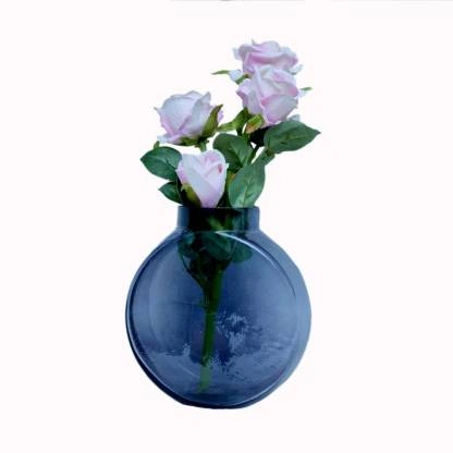 craftfry Luxury glass clock shape flower vase in black colour Glass Vase  (18 inch, Black, Pink)-10664946