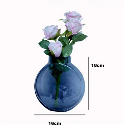 craftfry Luxury glass clock shape flower vase in black colour Glass Vase  (18 inch, Black, Pink)-2