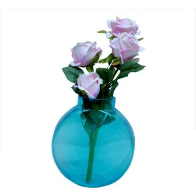 craftfry Luxury glass clock shape flower vase in ocean blue colour Glass Vase (16 inch, Blue, Pink)
