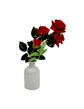 craftfry Royal Bottle Shape (lining) Flower Vases with royal white colour Glass Vase  (13 inch, White, Red)-10665014-sm