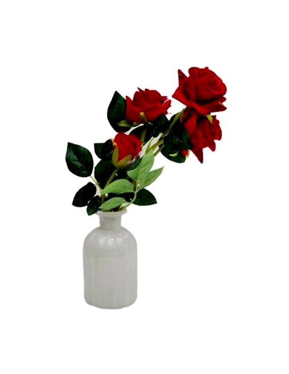 craftfry Royal Bottle Shape (lining) Flower Vases with royal white colour Glass Vase  (13 inch, White, Red)-10665014