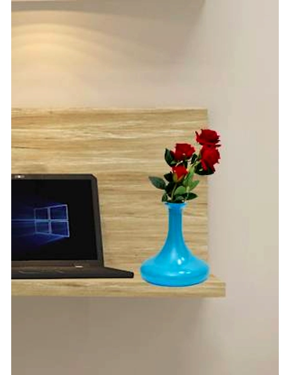 craftfry Glass Vase  (8 inch, Blue)-1