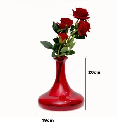 craftfry Glass Vase  (7.87 inch, Red)-1