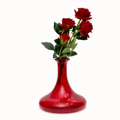 craftfry Glass Vase  (7.87 inch, Red)-10665044