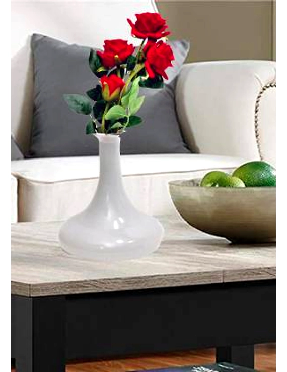 craftfry Glass Vase  (8 inch, White)-1
