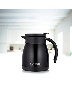 Borosil 500ML - Stainless Steel - Vacuum Insulated Teapot Flask, Black